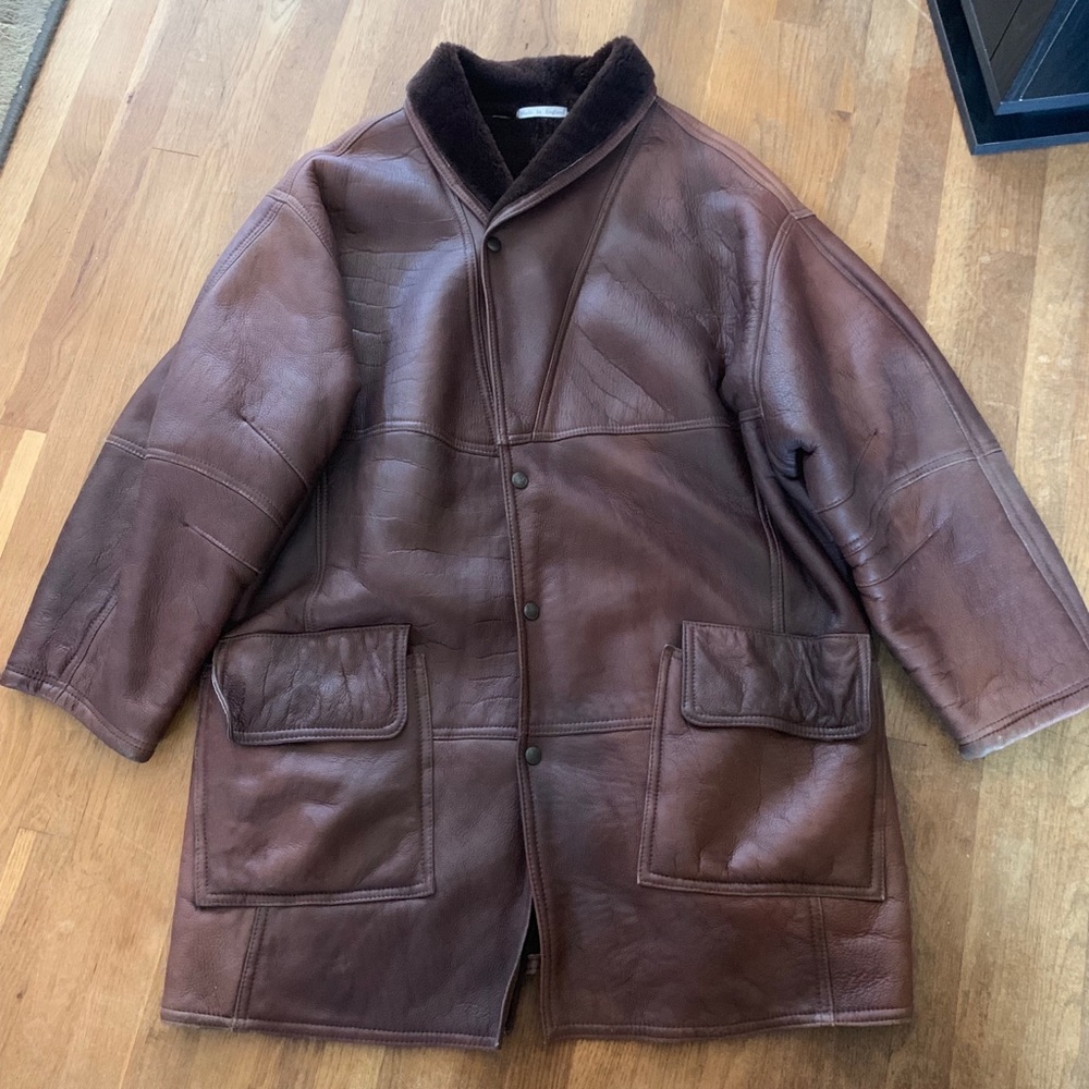 Woolea Brown Leather Lambskin Men’s Jacket 46